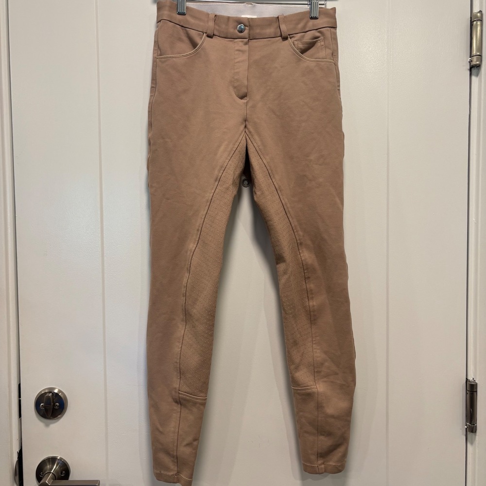 HR Farm Womens Tan Full Seat Silicone Grip Equestrian Riding Breeches Size 28